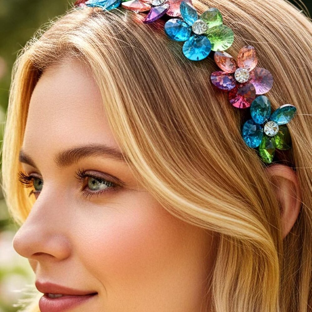 Colorful Crystal Beaded Headband Sparkly Hair Accessories for Women